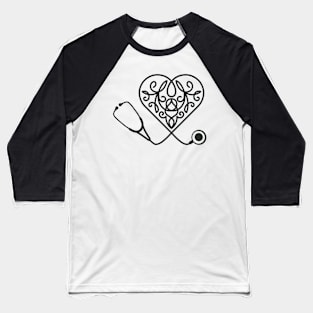 Floral Stethoscope. Cute Nurse. Medicine. Baseball T-Shirt